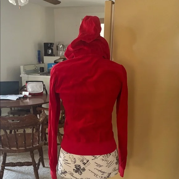 Juicy Couture Red Velour Zip Hoodie Jacket - Picture 4 of 5